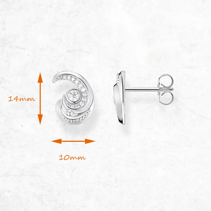 925 Sterling Silver Wave Ear Studs Trendy Gift For Women