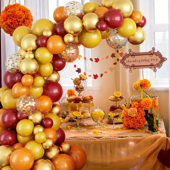 100 Pcs Yellow Orange Thanksgiving Day Balloon Arch Kit For Autumn Theme Party Birthday Party Event Celebration Etc