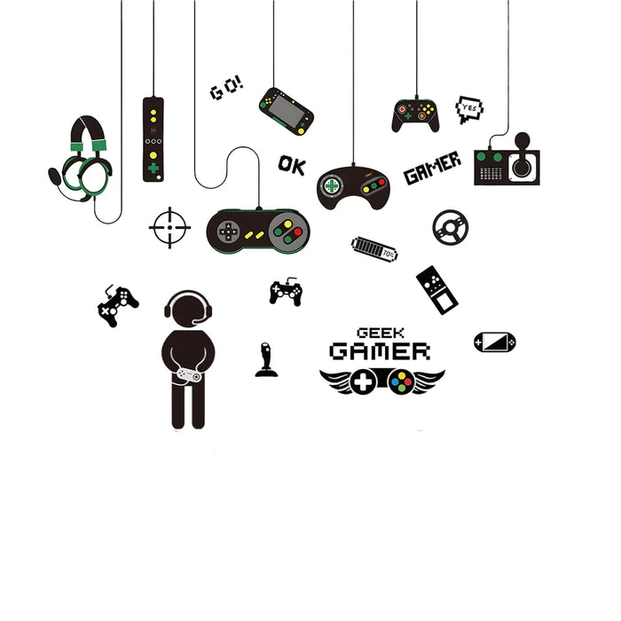 2 Piece Game Controller Wall Stickers For Boys Room Decor