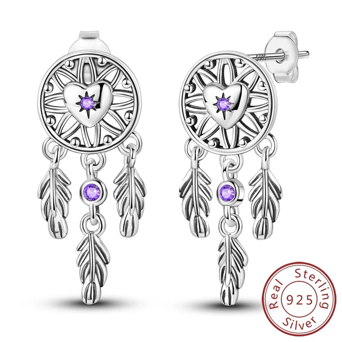 925 Sterling Silver Dream Catcher Earrings Painter Studs For Diy Jewelry