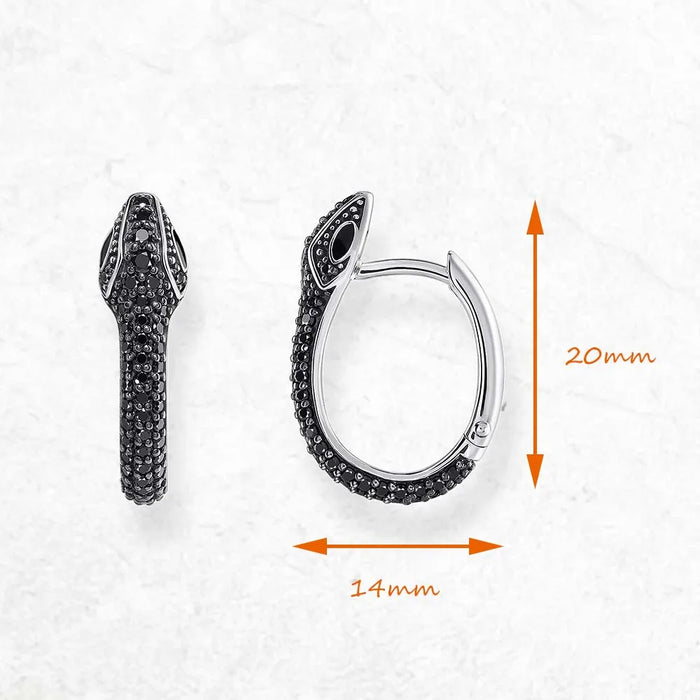 925 Sterling Silver Vintage Blackened Snake Hoop Earrings