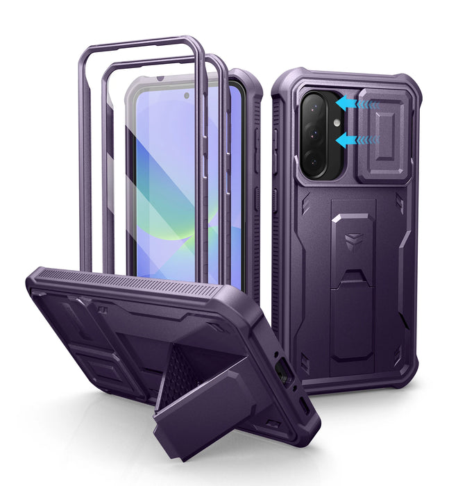 For Samsung Galaxy A36-5G Heavy Duty Military Grade Protection Shockproof Holder With Bulit-In Magnetic Slide Camera Case