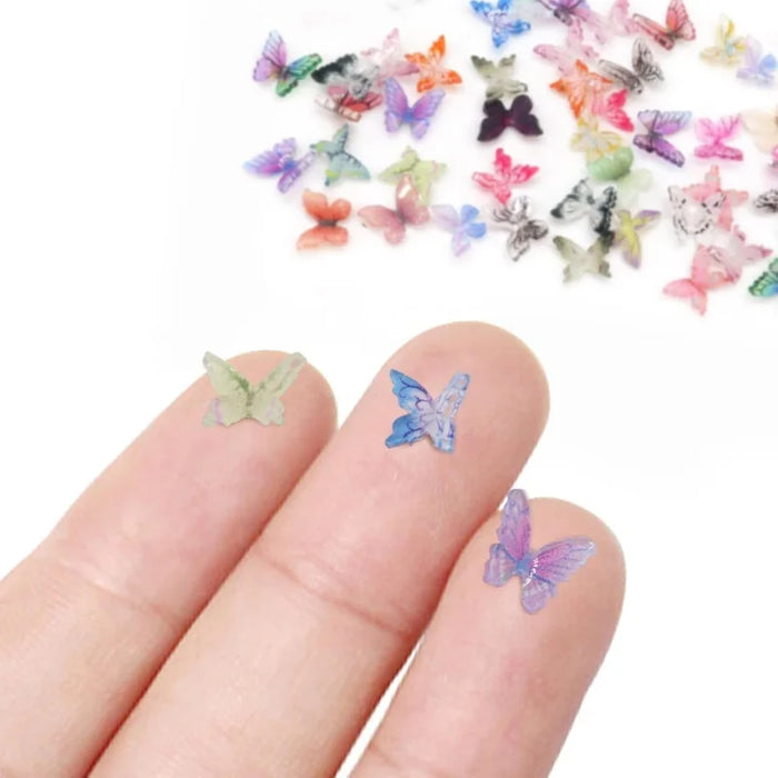 50 Resin Butterflies With Storage Box For Diy Fairy Garden Decoration