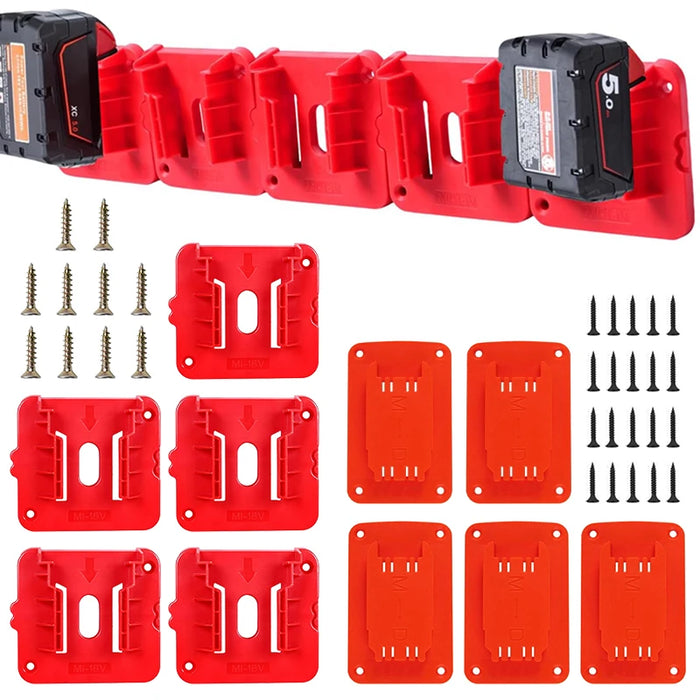 5 / 10 Pack Universal Battery Storage Rack For 14.4V And 18V Li Ion Batteries Wall Mount Tool Bracket For Dewalt Makita And Milwaukee Compatible Batteries
