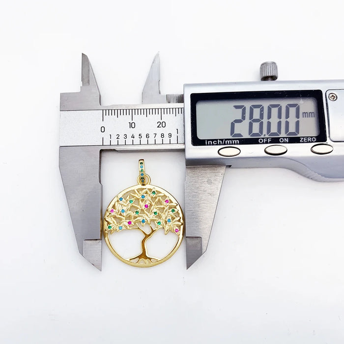 925 Sterling Silver Colourful Golden Tree Pendant Fine Jewelry For Women