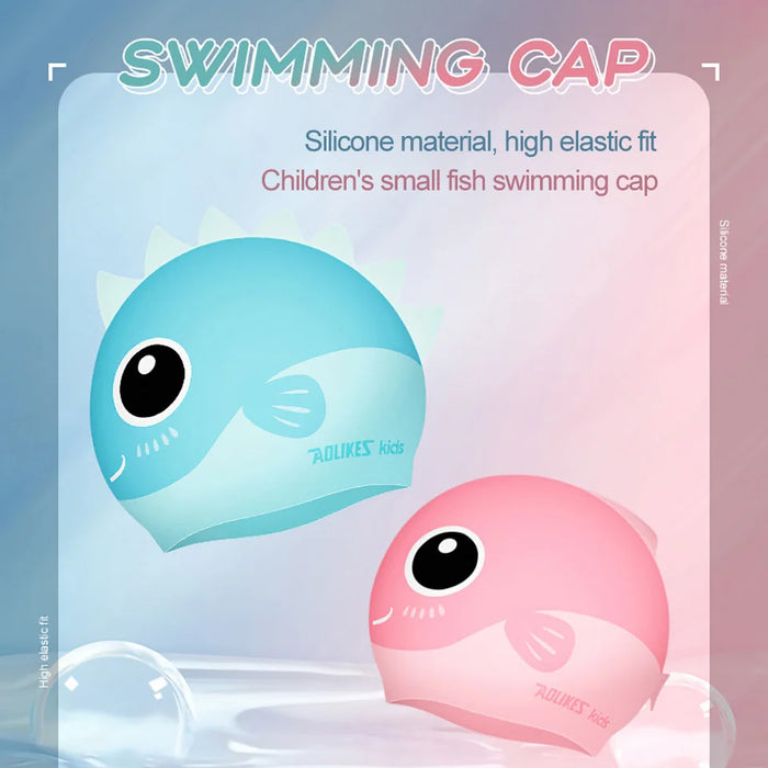 Kids' Cartoon Swimming Cap Waterproof & Ear Protecting For Pool Fun!