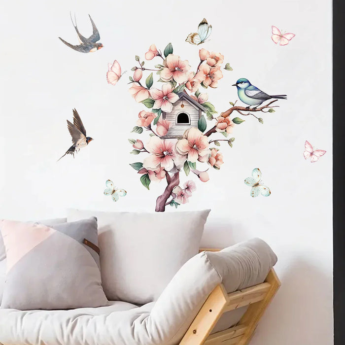 Watercolour Flower & Bird Wall Stickers For Home Decor