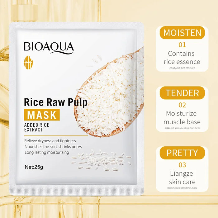 5 / 10 Piece Rice Raw Pulp Facial Masks Moisturizing Firming Hydrating