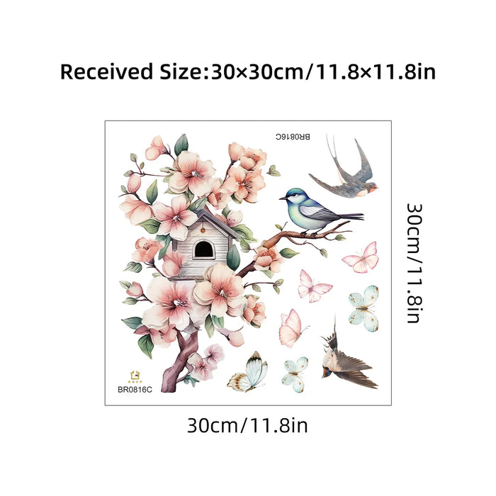 Watercolour Flower & Bird Wall Stickers For Home Decor
