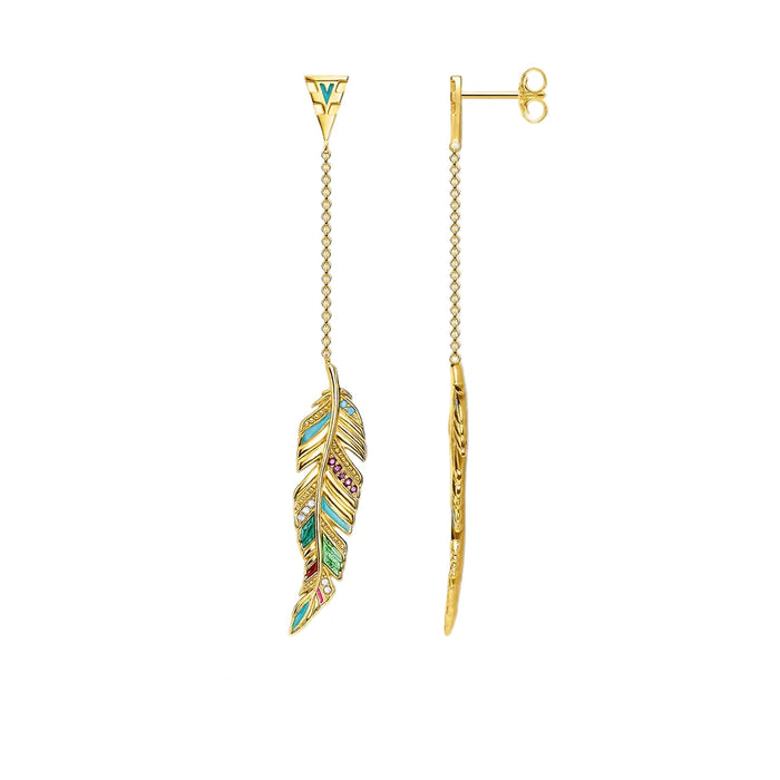 925 Sterling Silver Vibrant Feather Drop Earrings Real Women Fine Jewelry