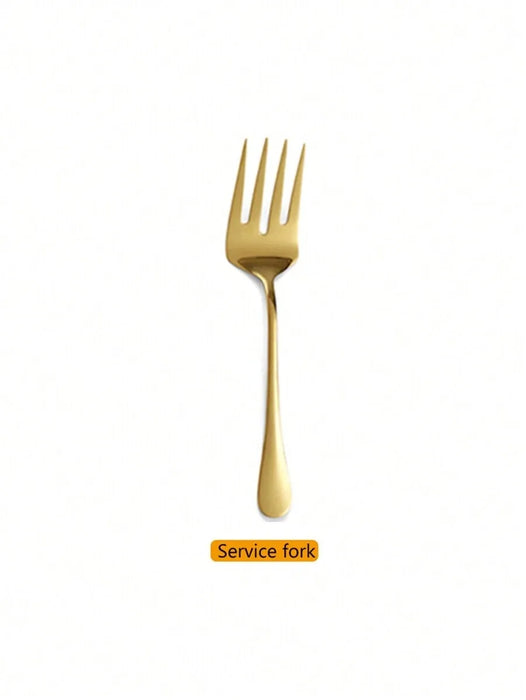 1 / 8 Piece Gold Stainless Steel Cutlery Set With Serving Utensils