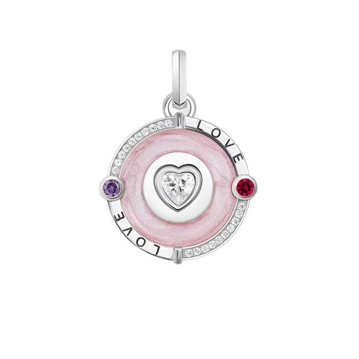925 Sterling Silver Romantic Pink Heart Pendant Jewelry For Women