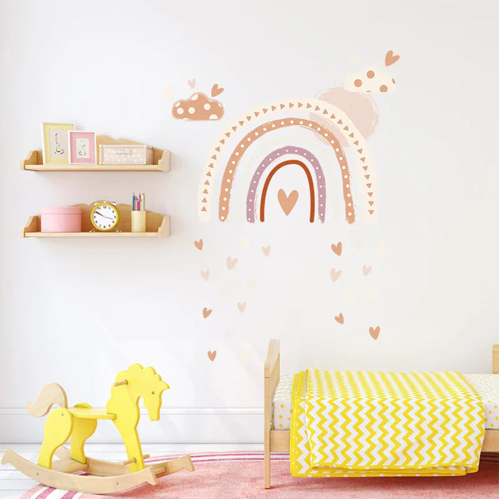 Boho Rainbow Heart Wall Stickers For Kids Room Decor
