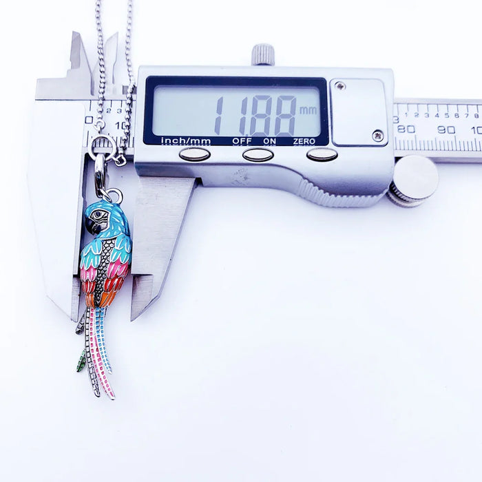 925 Sterling Silver Parrot Charm Necklace Link Chain Fashion Jewelry For Women