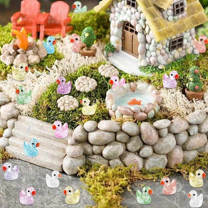 100 Mini Resin Ducks 10 Colors Diy Garden Aquarium Dollhouse