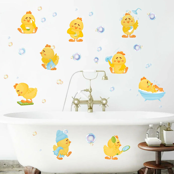 3 Piece Cute Duck Bath Bubble Wall Stickers For Kids Bathroom Decor