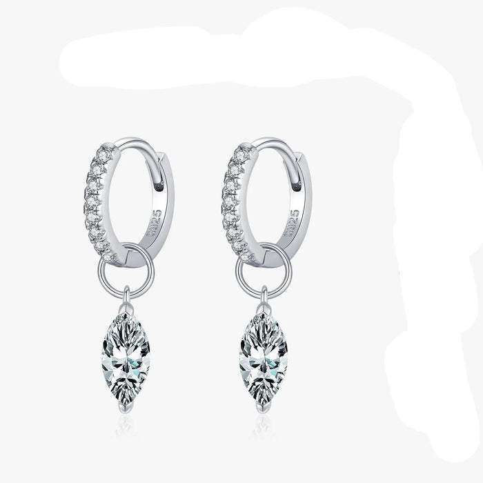 925 Sterling Silver 0.5Ct D Colour Moissanite Hoop Earrings In For Women