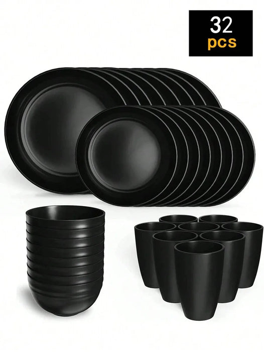 4 / 16 / 24 Piece Reusable Plastic Tableware Set For Family Picnics & School Supplies