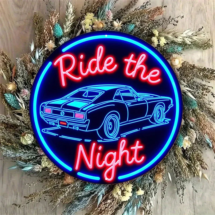 Vintage Muscle Car Neon Sign Night Ride Wall Art