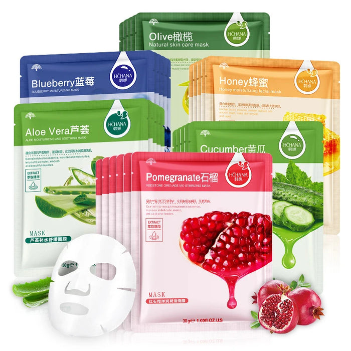 30 Piece Fresh Fruit Facial Masks Hydrating & Firming