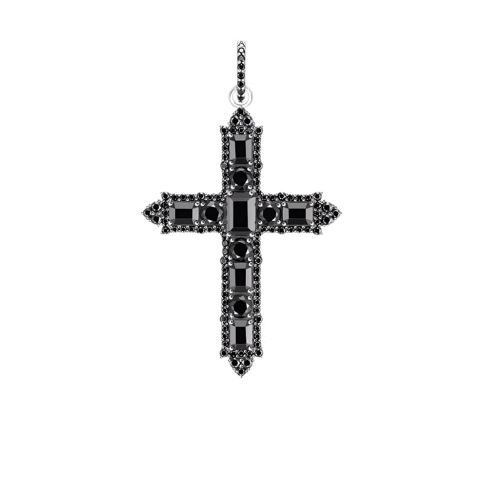 925 Sterling Silver Timeless Black Zircon Cross Pendant Jewelry For Women