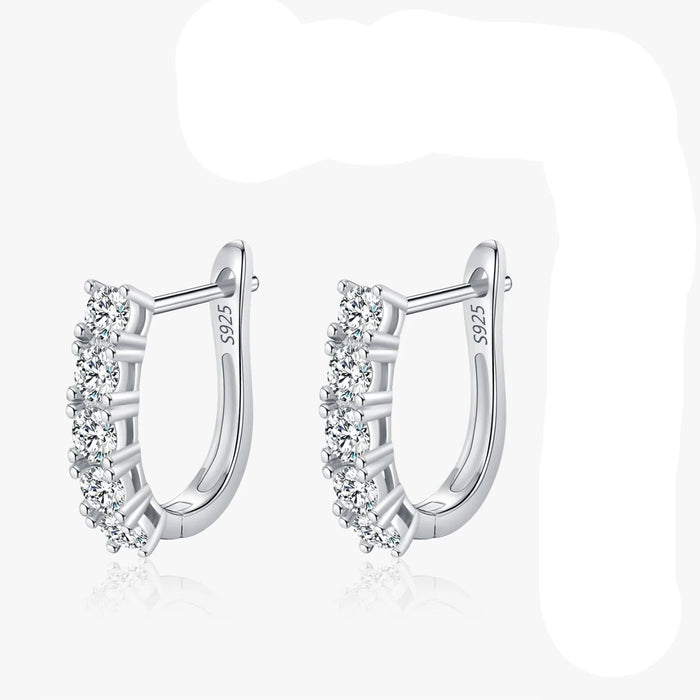 925 Sterling Silver U-Shaped Moissanite Earrings For Women