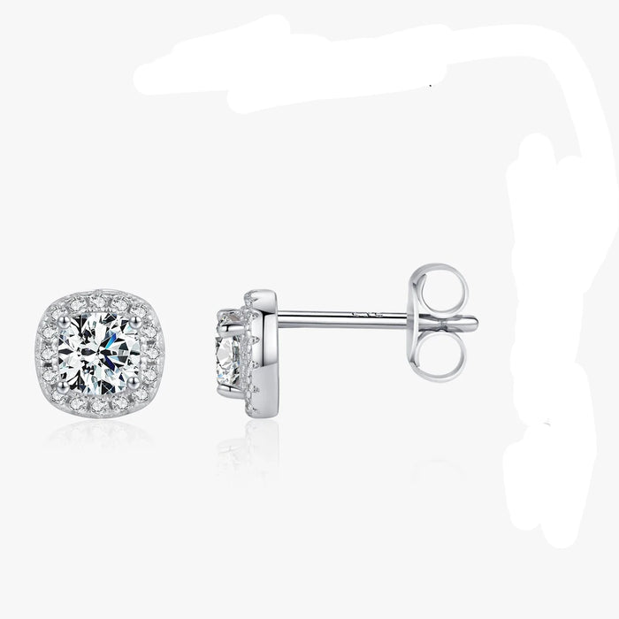 925 Sterling Silver Brilliant Square Cut Moissanite Earrings