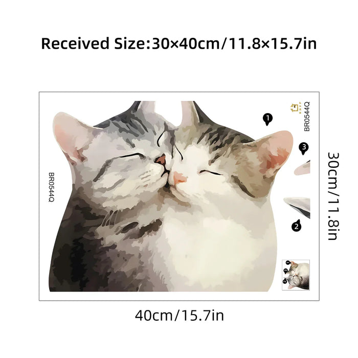 Adorable Watercolour Cat Wall Decal For Kids Room Decor