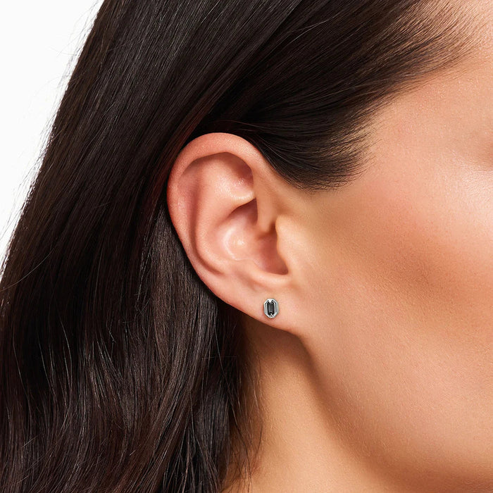 925 Sterling Silver Black Crocodile Eye Stud Earrings