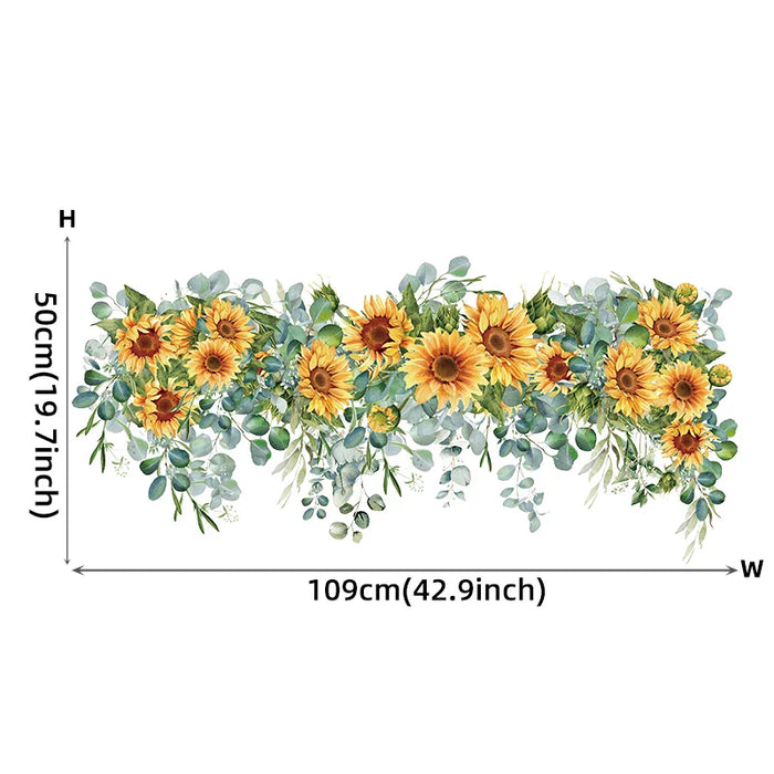 Hand Painted Sunflower Wall Stickers For Home Decor 109X50Cm