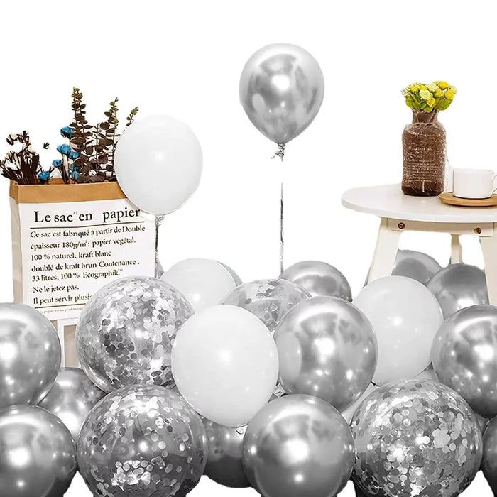 110Pcs White Silvery Balloon Garland Set 10In Birthday Party Wedding Ceremony Decoration Supplies Party Decor Balloons