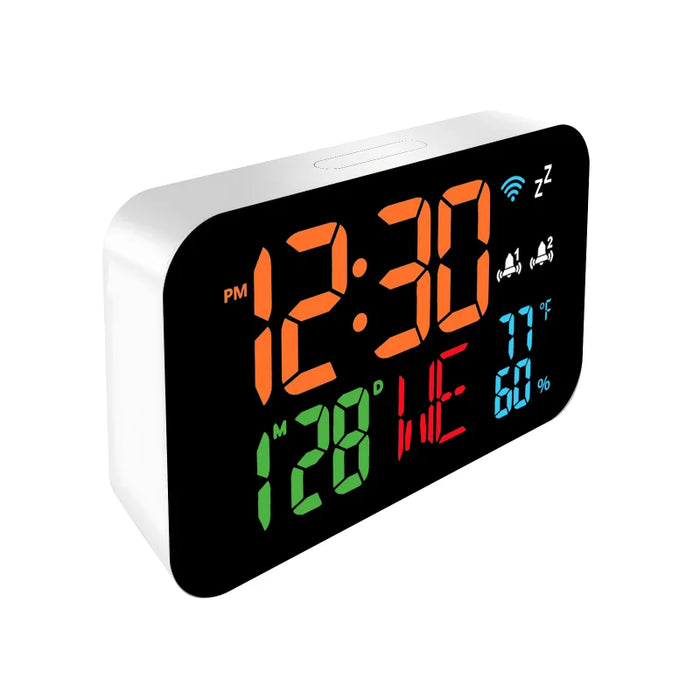 Indoor Desk Clock With Temperature Humidity And Dual Alarm