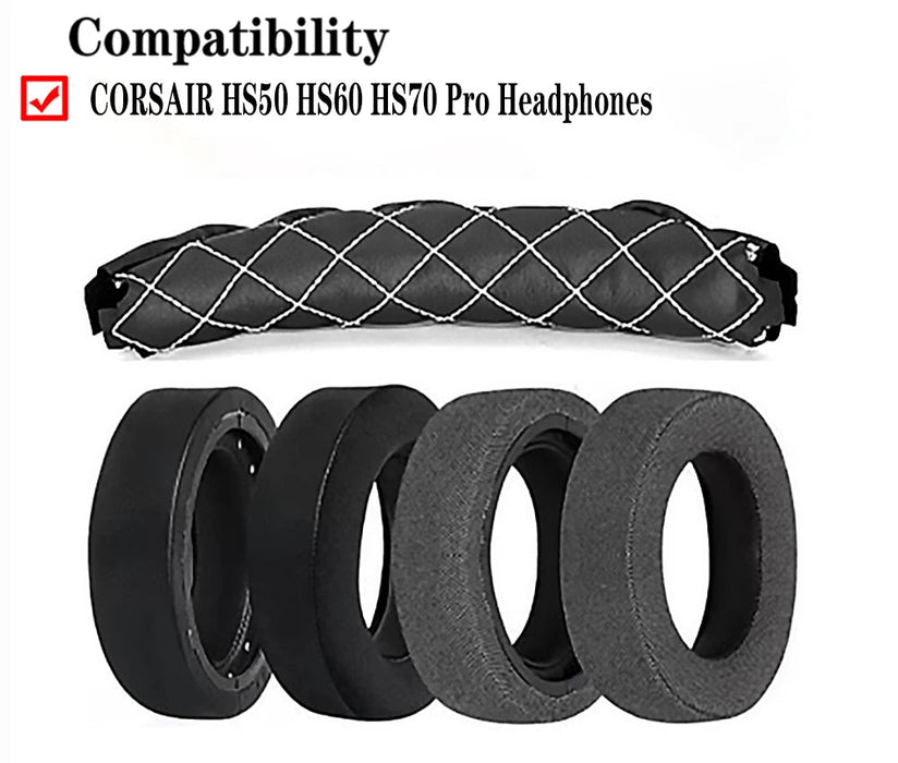 Pair of Replacement Ear Pads For Corsair Hs50 / Hs60 / Hs70 Pro Headphones Pu Leather Ear Covers For Earmuffs And Headband