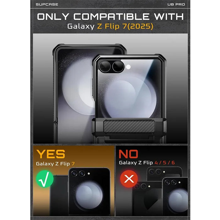 For Samsung Galaxy Z Flip 7 Ub Pro Full Body Military-Grade Phone Case With Built-In Stand & Screen Protector