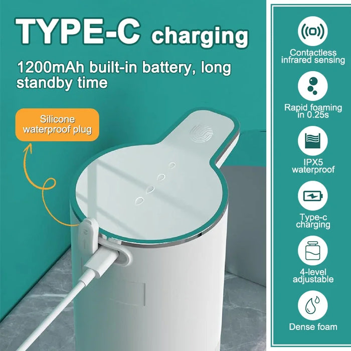 350Ml Touchless Foam Soap Dispenser Infrared Sensor Usb Rechargeable Wall Mounted