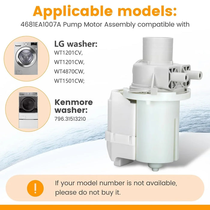 Dp040-027 4681Ea1007E 2649379 Washer Drain Pump Compatible With Lg Wt1201Cv Wt1201Cw Wt4870Cw Wt1501Cw Kenmore 796.31513210 220V