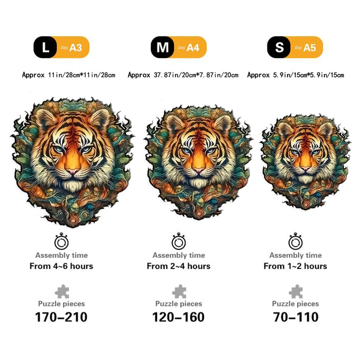 3D Tiger Wooden Puzzle For Kids