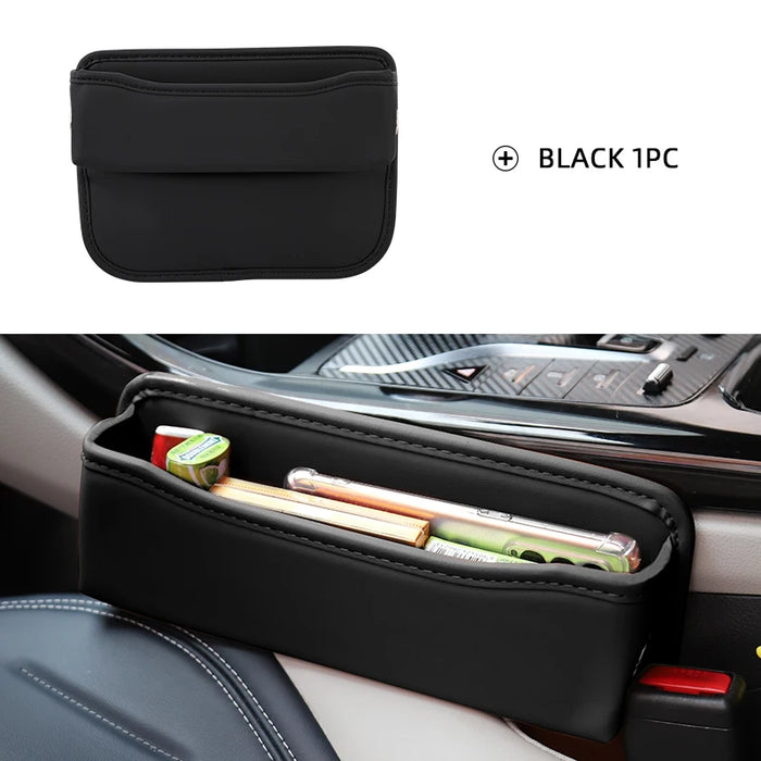 Car Seat Gap Bag Pu Leather Console Side Pocket Organizer With Charging Cable Hole