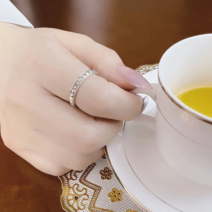 925 Sterling Silver Studs Wedding Band Ring Europe Style Fine Jewelry For Women & Men Punk