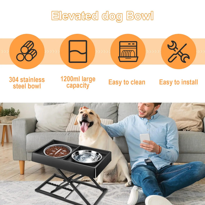 Adjustable Elevated Dog Bowls For Medium / Large Dogs