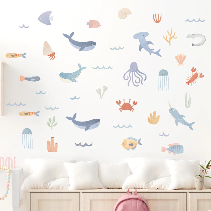 Cartoon Marine Animal Wall Sticker For Home Decor