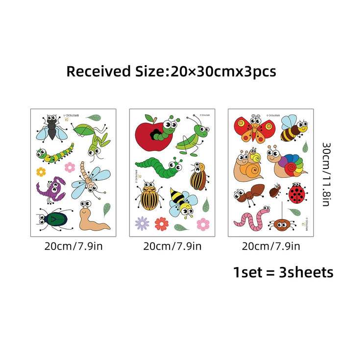 3 Piece Insect Wall Decals For Kids Room Decor