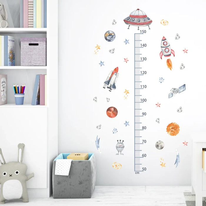 Watercolour Outer Space Growth Chart Wall Decals For Kids Room