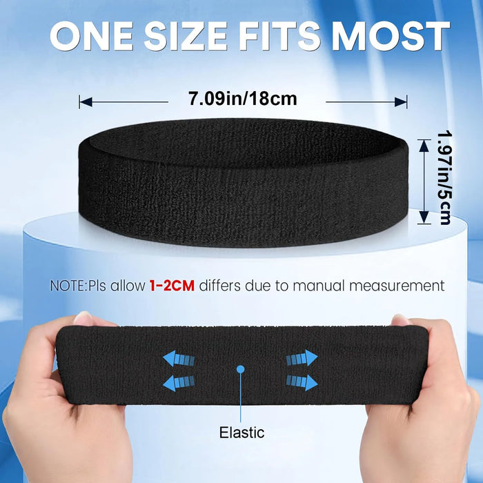 3Pc Moisture Wicking Sports Headbands Sweatproof For Men & Women Tennis Basketball Running Gym