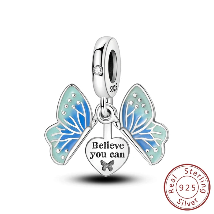 925 Sterling Silver Butterfly Pendant Fits Bracelet Diy Gift For Women