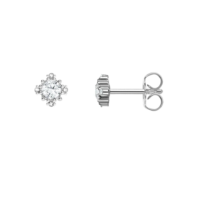 925 Sterling Silver White Zircon Ear Studs For Women