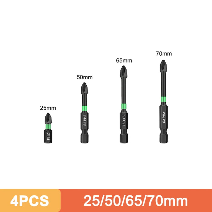 Ph2 Magnetic Cross Impact Screwdriver Bit Set High Hardness Non Slip