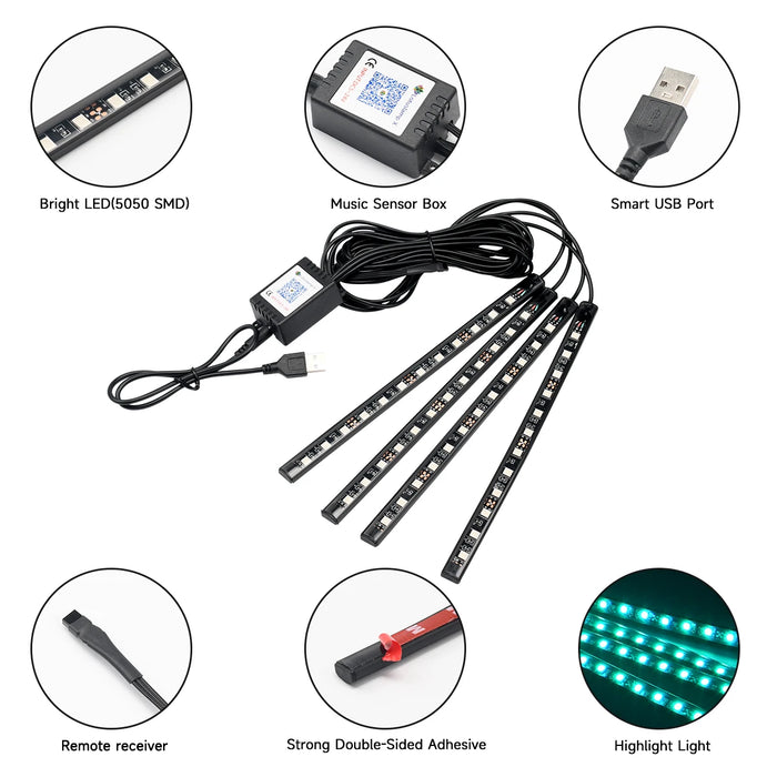 Rgb Car Interior Led Light Kit Remote Control
