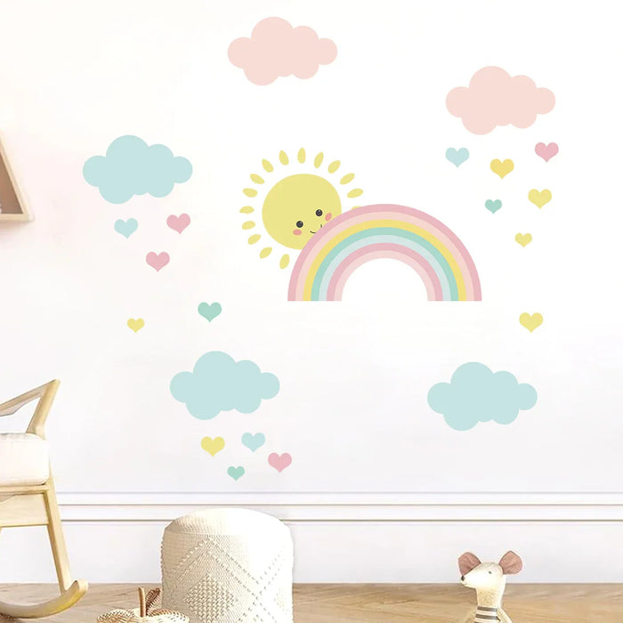 Cartoon Clouds & Rainbow Wall Stickers For Nursery Decor