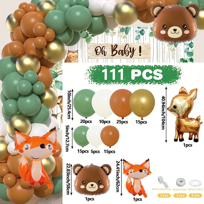 111Pcs Forest Animal Themed Balloon Arch Garland Set Suitable For Birthdays Gender Reveal Parties Forest Themed Party Decorations